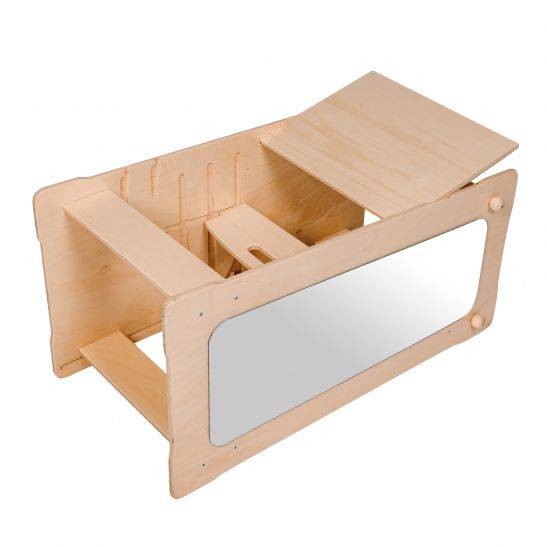 Montessori Lernturm XXL with adaptable platform and slide option.