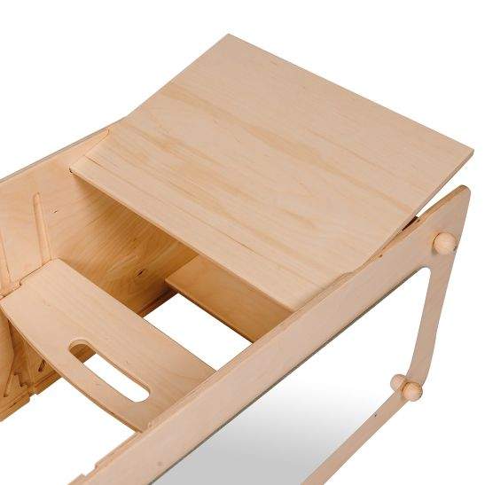 Montessori Lernturm XXL with slide in wood, safe and adjustable for children&#39;s exploration and learning.