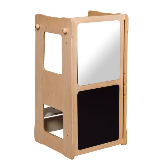 Montessori® Torre de aprendizagem XL++ quadro negro/espelho/deslizador