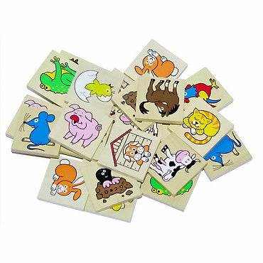 Memory-Spiel aus Holz mit Tiermotiven, 24 Steine, für Kinder ab 3 Jahren.