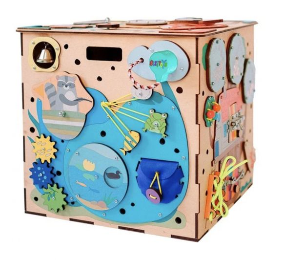 Motor skills toys, active house for toddlers, BusyBox with lighting, forest creatures