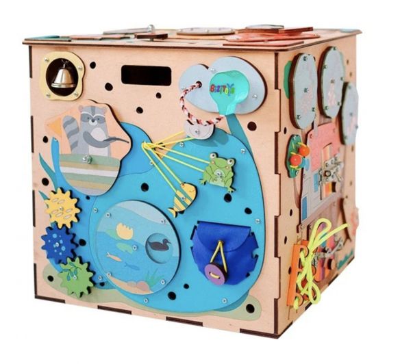 Juguete de motricidad, casa activa para niños pequeños, BusyBox con iluminación, habitantes del bosque