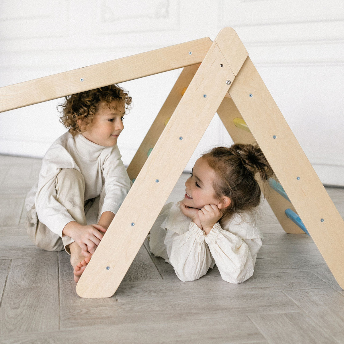 Set - Pikler triangle + double-sided board + balance rocker - light