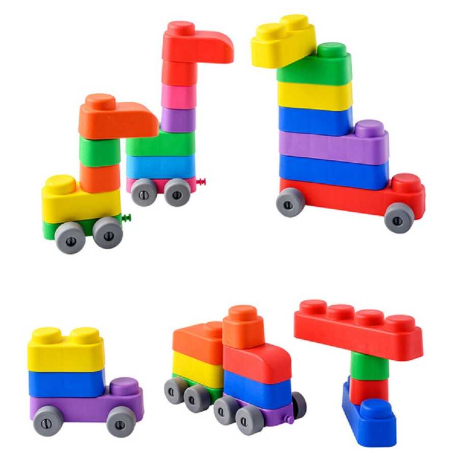 15 soft blocks and 12 wheels