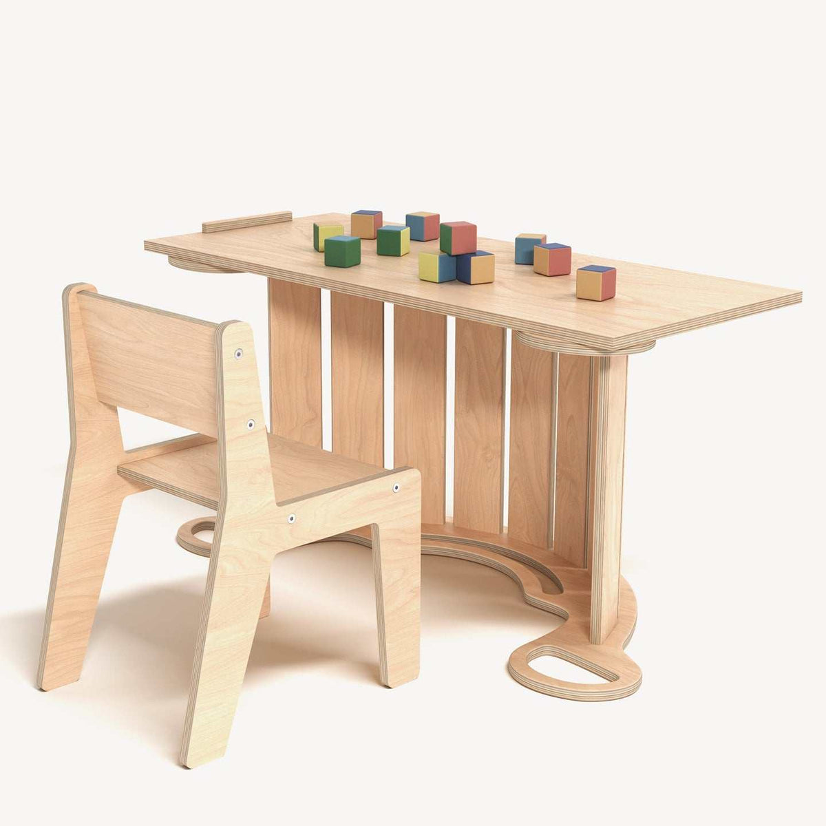 Set - rocker / double-sided board / chair - natural 