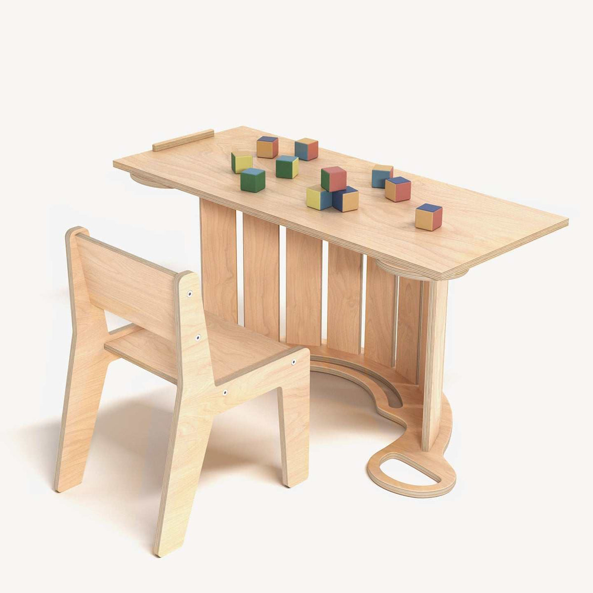 Set - rocker / double-sided board / chair - natural 