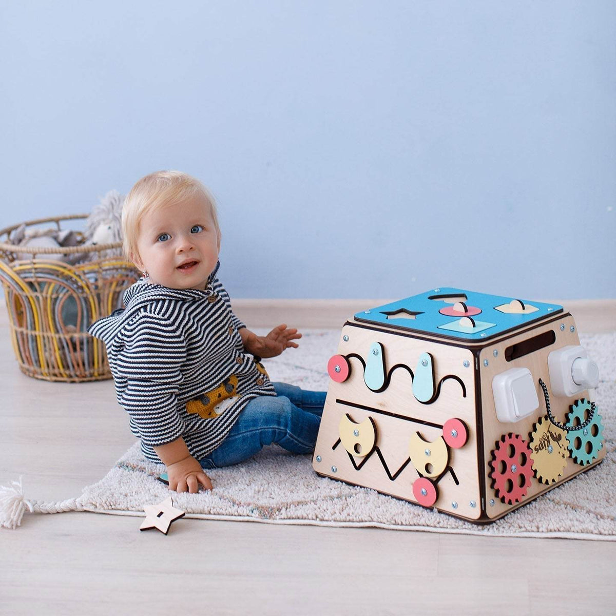 Montessori Activity Board for Kids, Interactive Learning Toy, enhancing fine motor skills and logical thinking.