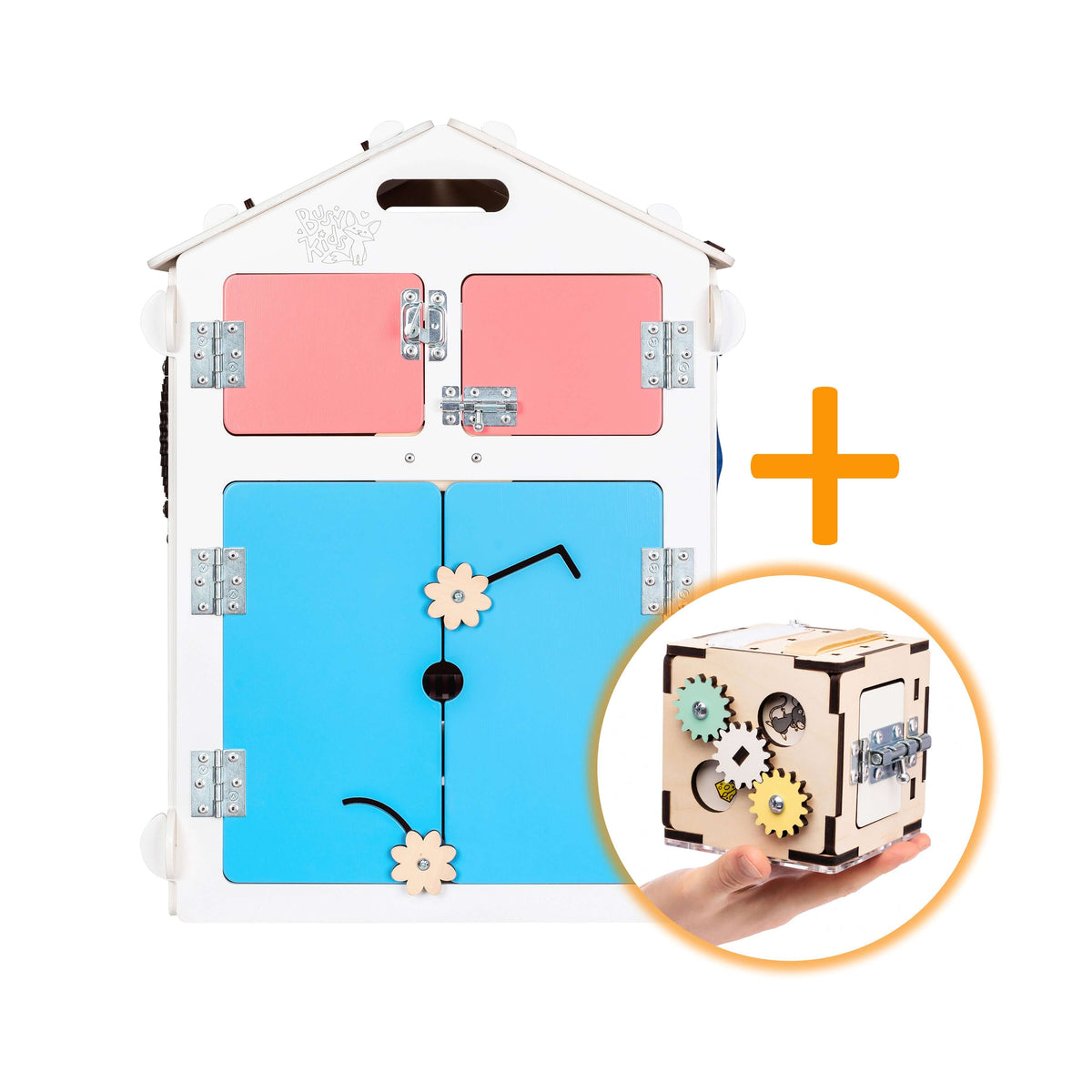 Set - BusyBoard Little House White and creative cube 