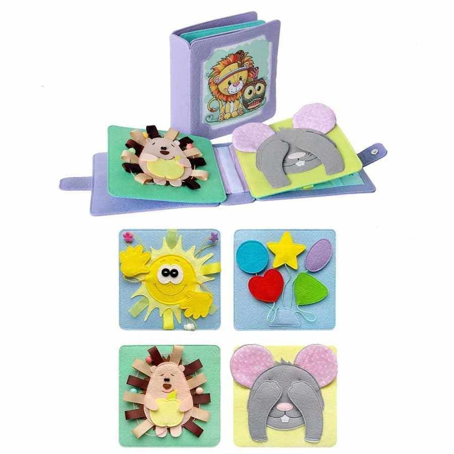 Montessori Baby Stoffbuch, weiches Filzbuch mit interaktiven Spielseiten für Kleinkinder.