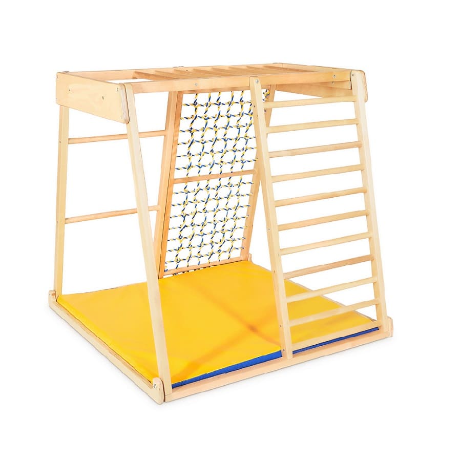 Climbing frame for children. Sailor. Climbing frame, safety mat. Yellow