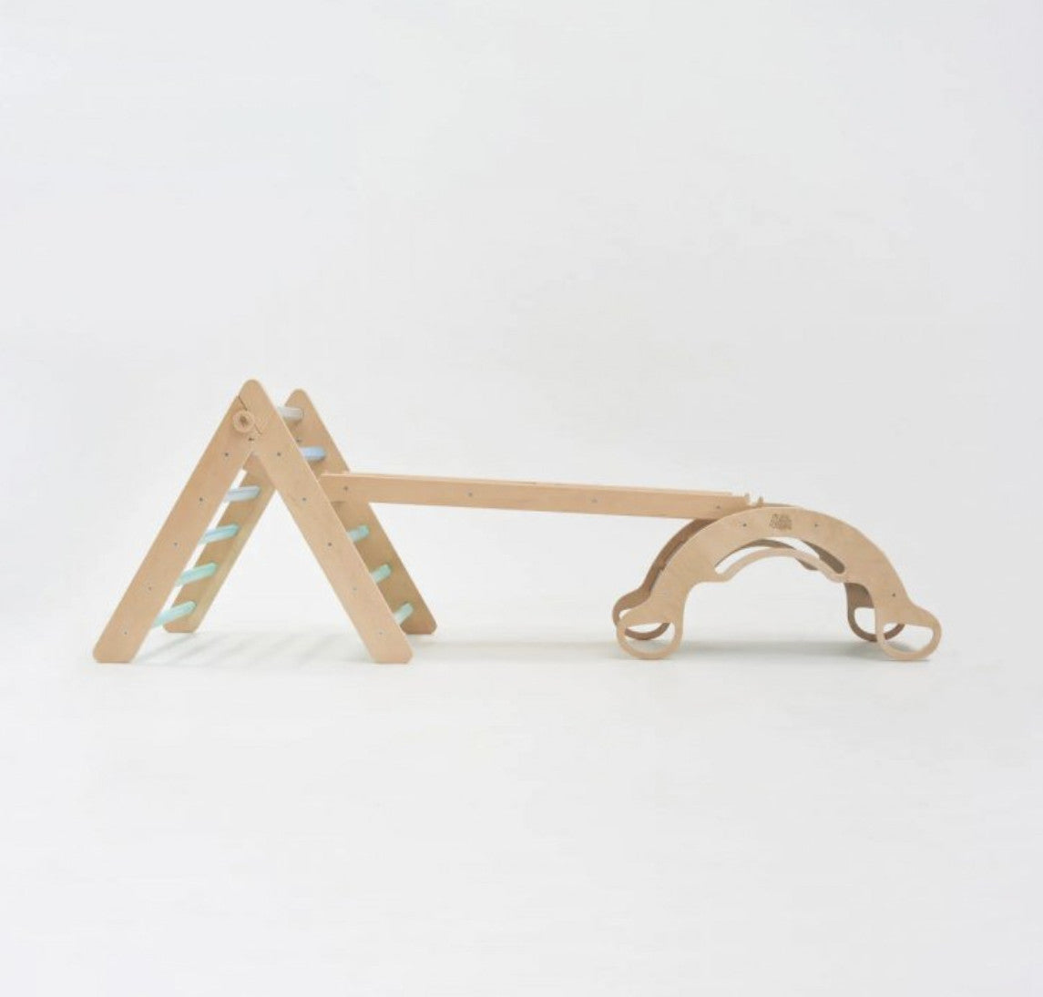 Ladder + double-sided board + wooden swing set - color mint