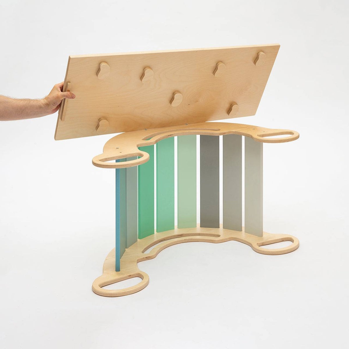 Set - Wippe / doppelseitiges Brett / Stuhl - Minze - Montessori.store