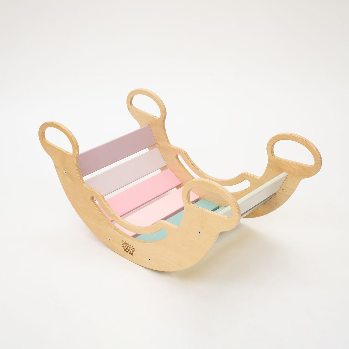 Set - balancín / tablero doble cara / mini silla - colores pastel