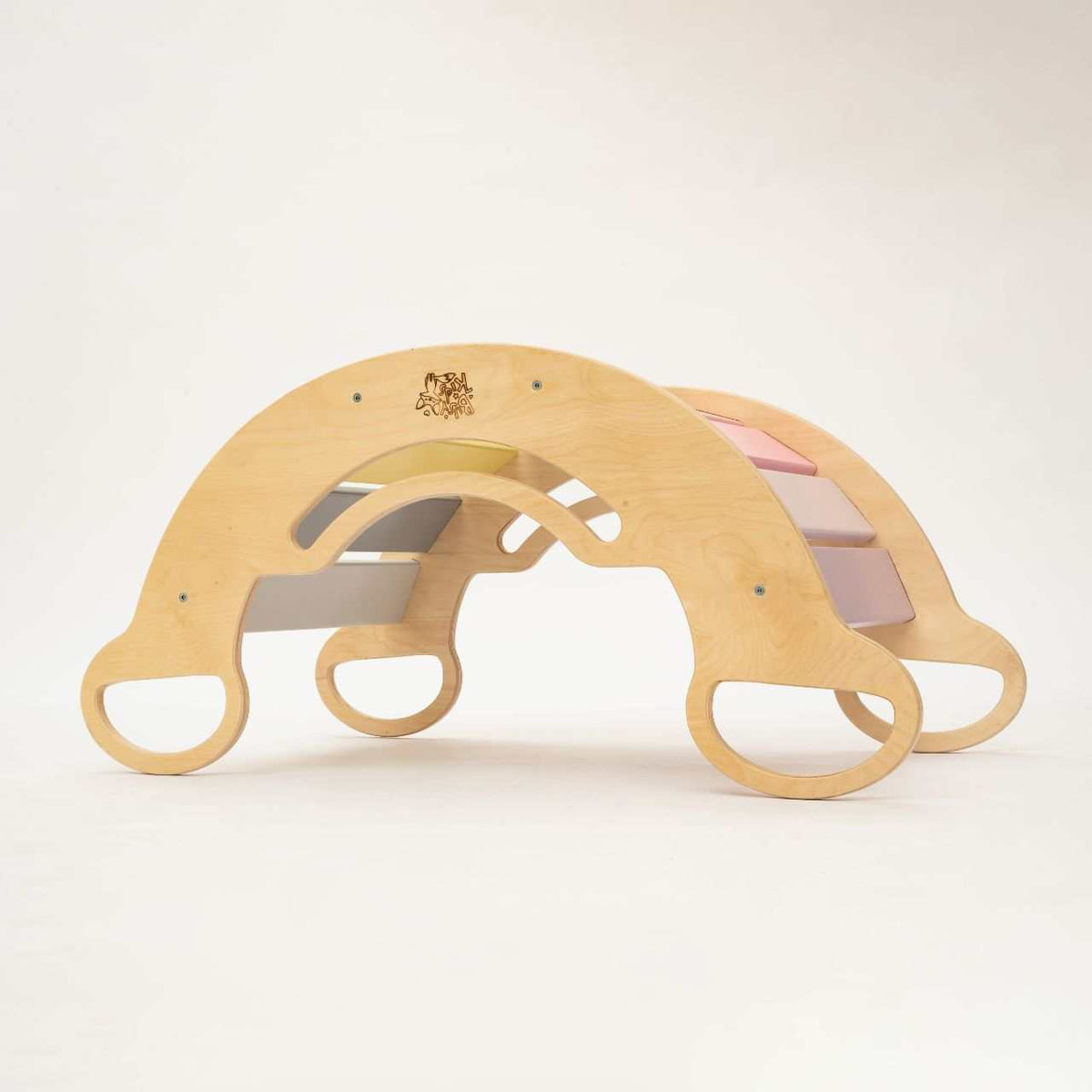 Ensemble - bascule / planche double face / mini chaise - couleurs pastel