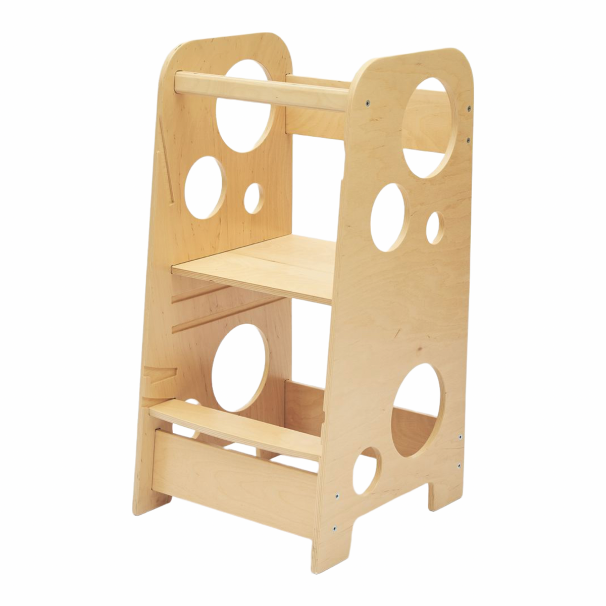 Natural wooden Lernturm for children, Montessori-inspired, adjustable height.