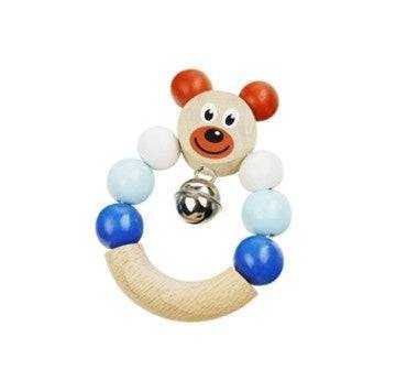 Bear bell set - pink and blue - with wooden grasping toy