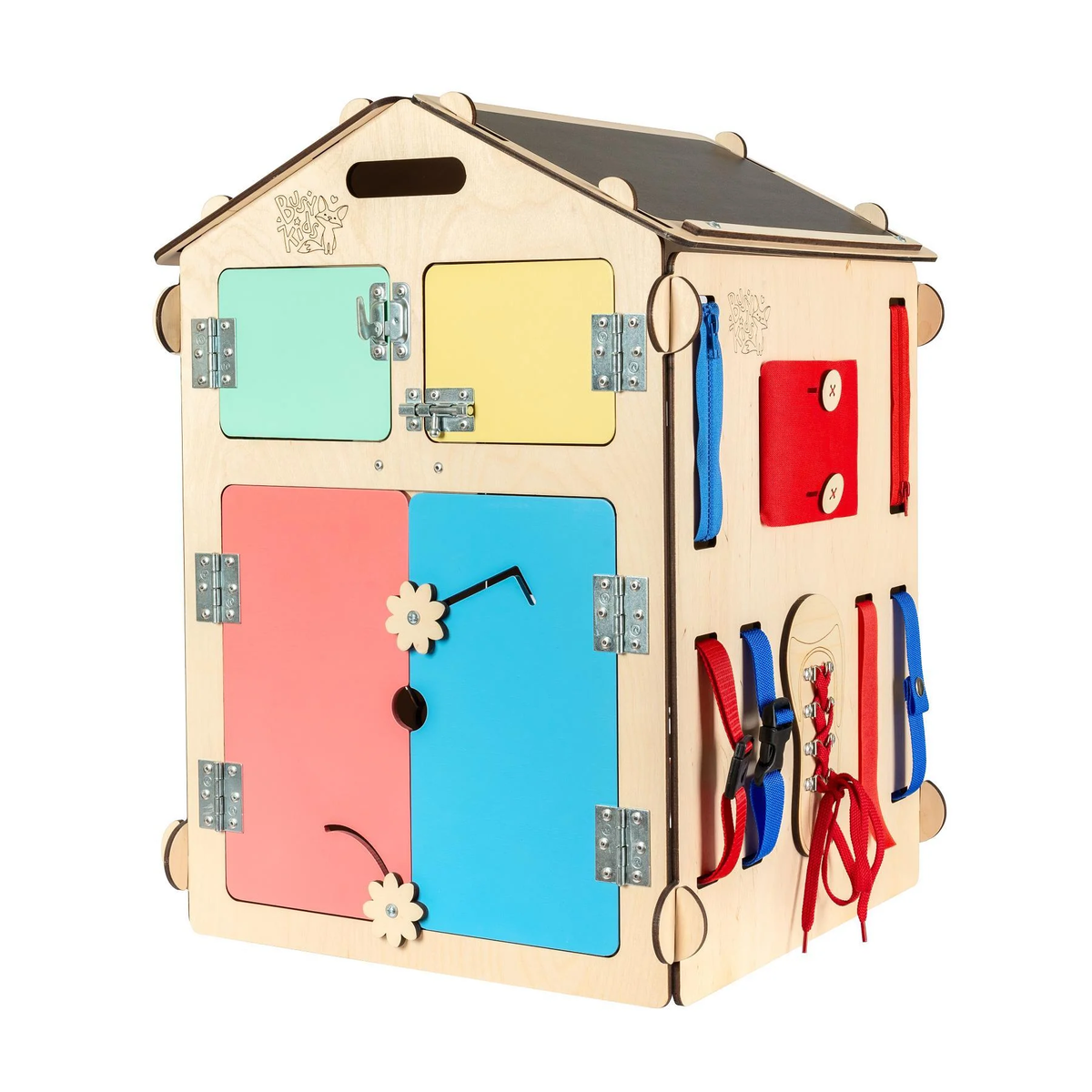 BusyBoard Häuschen Natur and Activity Cube Set, educational wooden toys for kids.