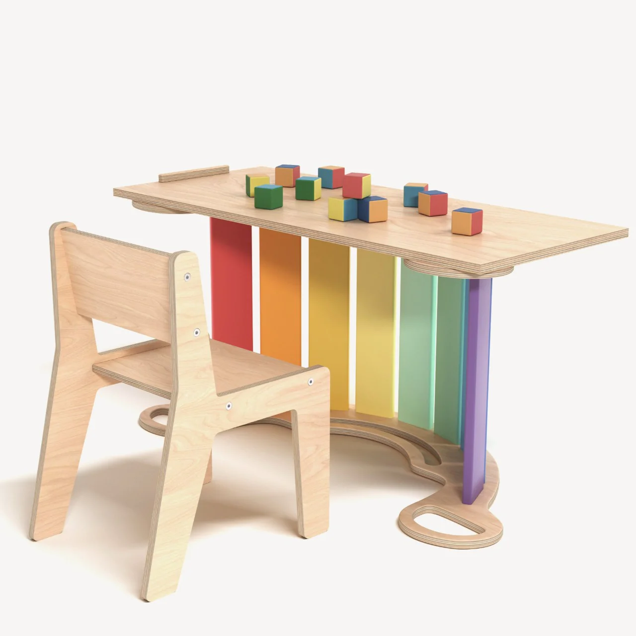 Set - Wippe / doppelseitiges Brett / Stuhl - Hell - Montessori.store