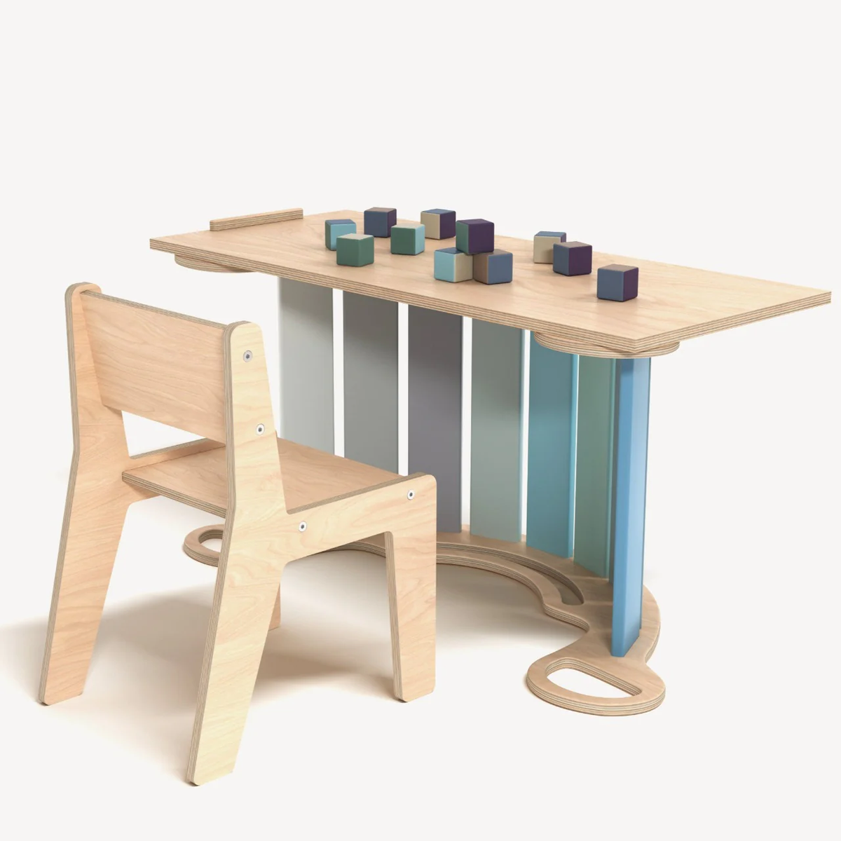 Set - Wippe / doppelseitiges Brett / Stuhl - Minze - Montessori.store