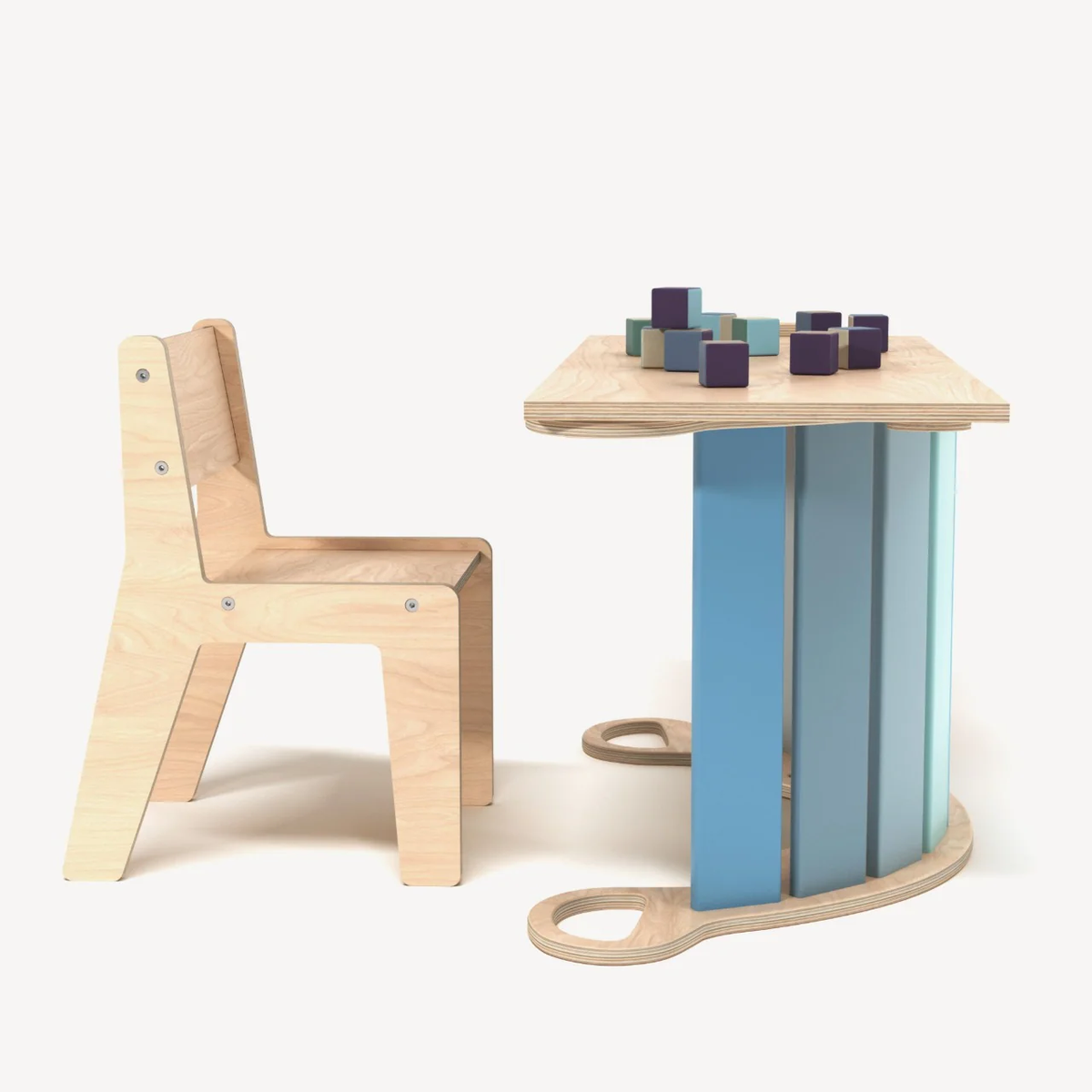 Set - Wippe / doppelseitiges Brett / Stuhl - Minze - Montessori.store