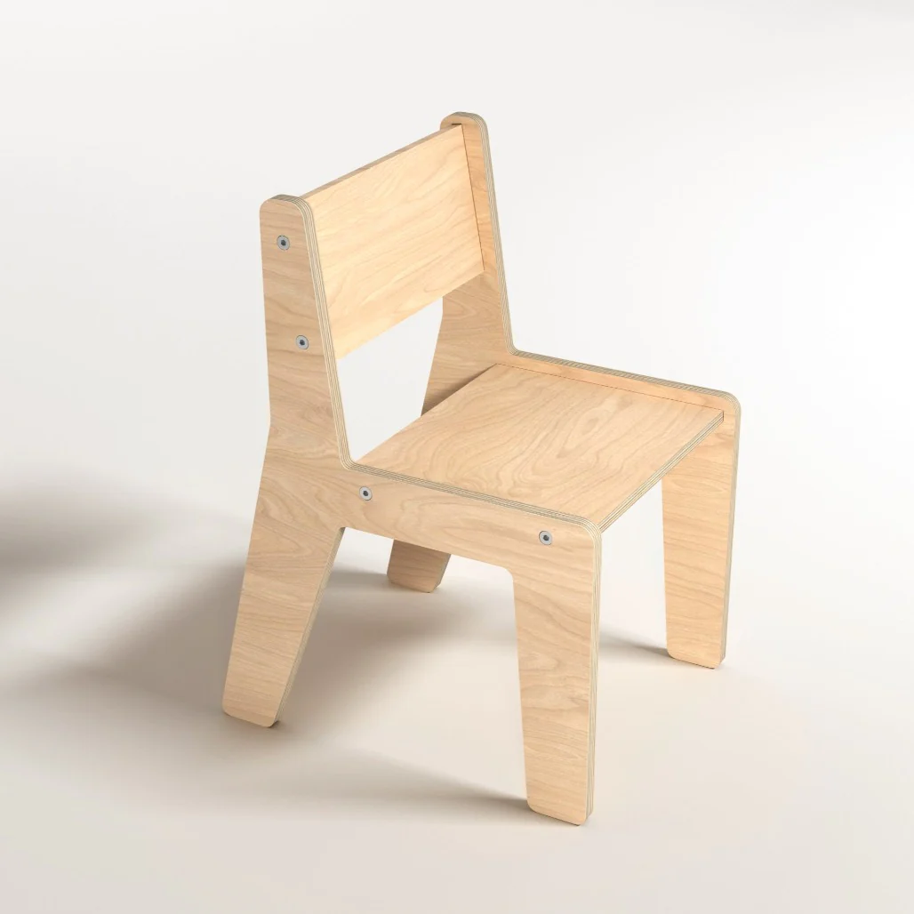 Set - rocker / double-sided board / chair - natural 