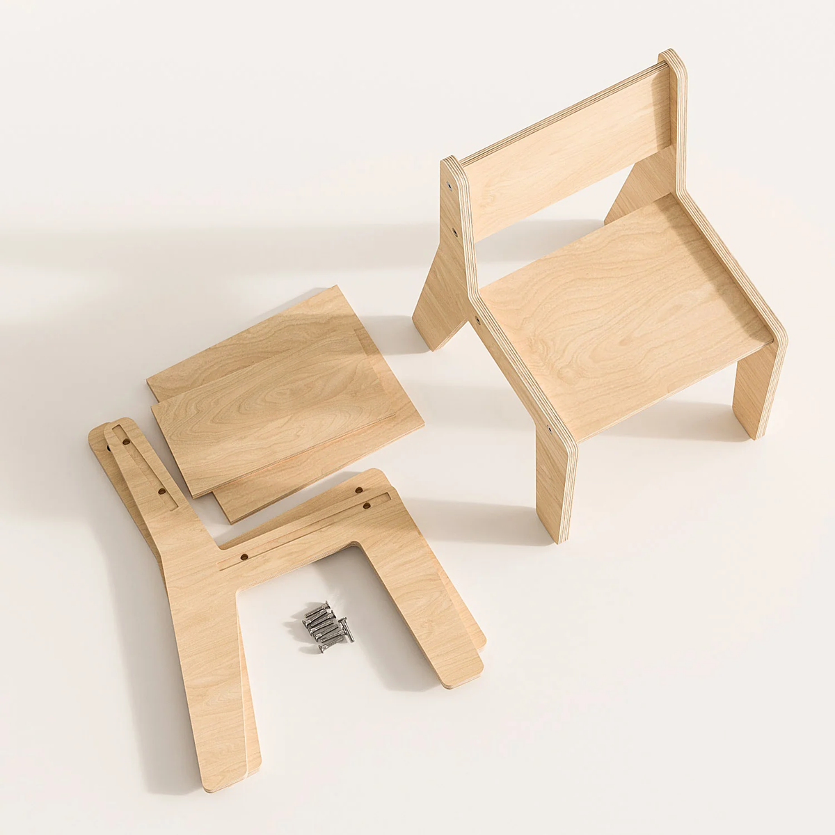 Set - rocker / double-sided board / chair - natural 