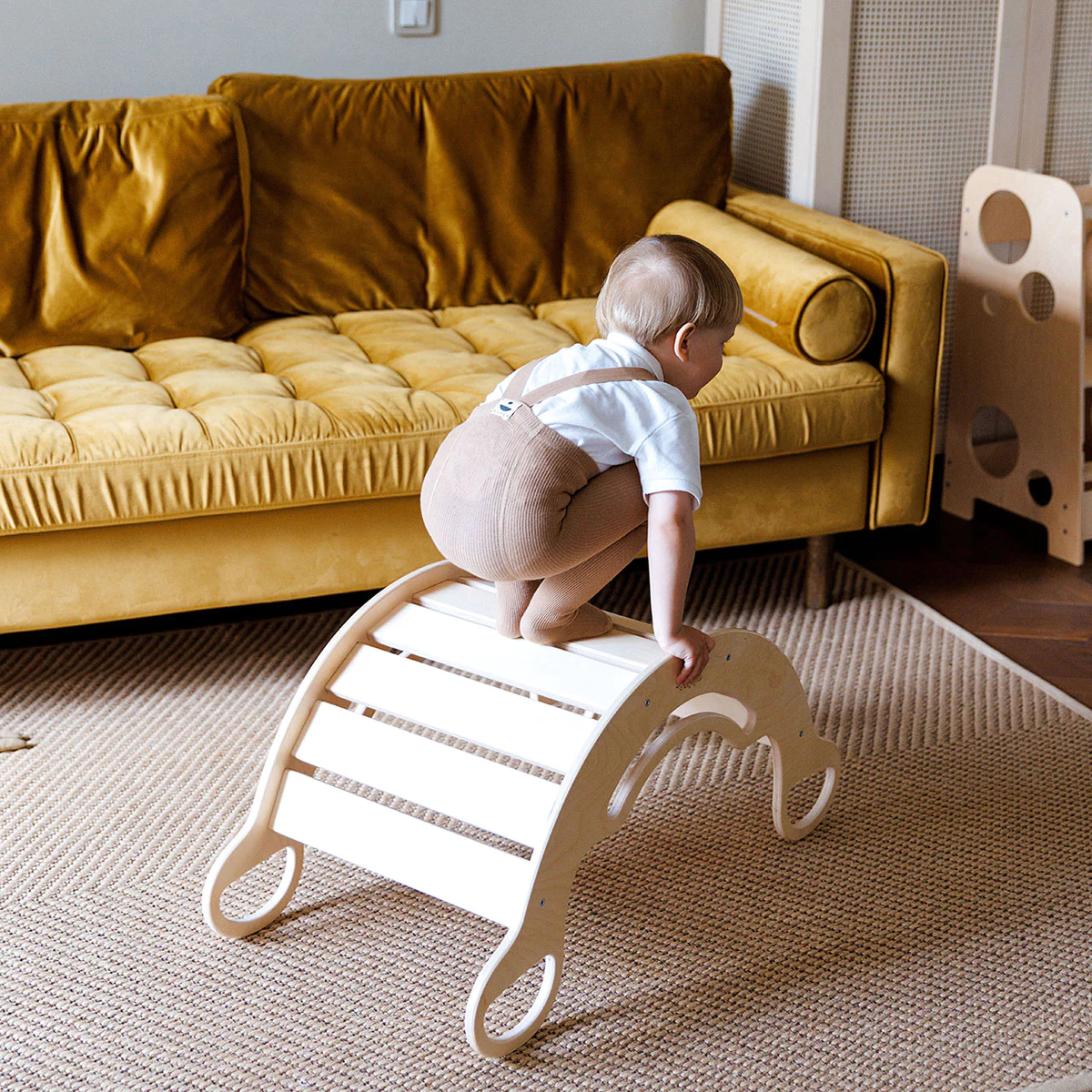 Set - rocker / double-sided board / chair - natural 