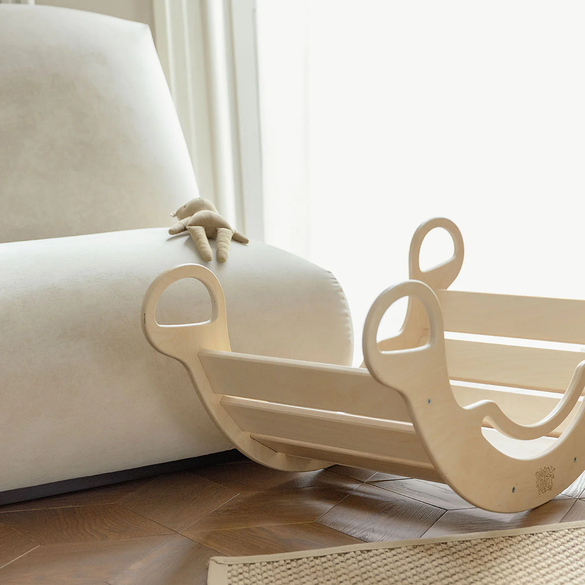 Set - Wippe / doppelseitiges Brett / Stuhl - Natur - Montessori.store