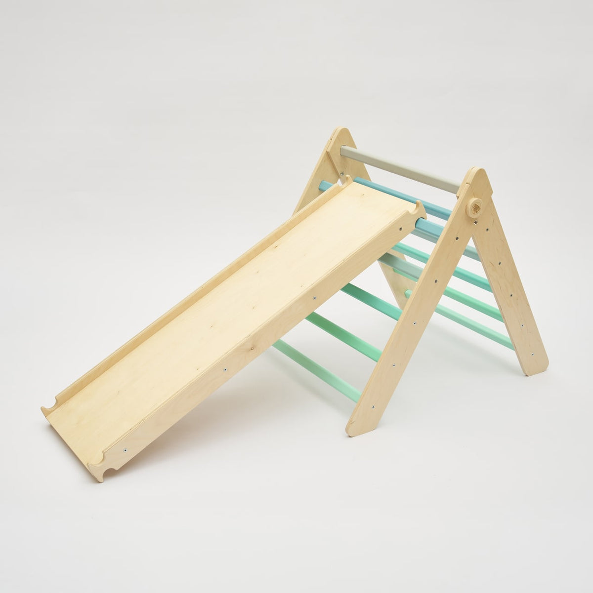 Set - Pikler triangle with slide/climbing ladder - mint