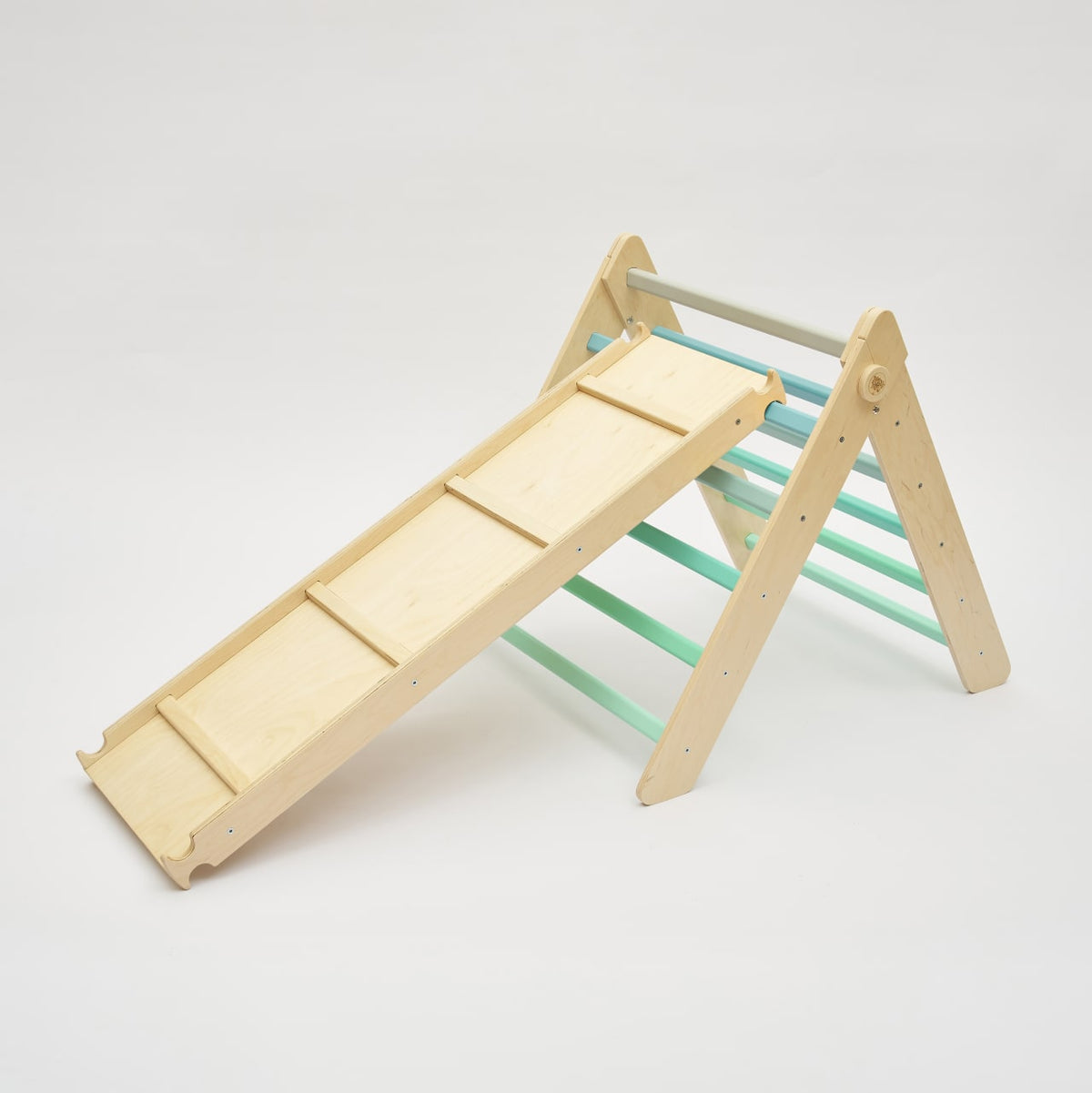 Set - Pikler triangle with slide/climbing ladder - mint
