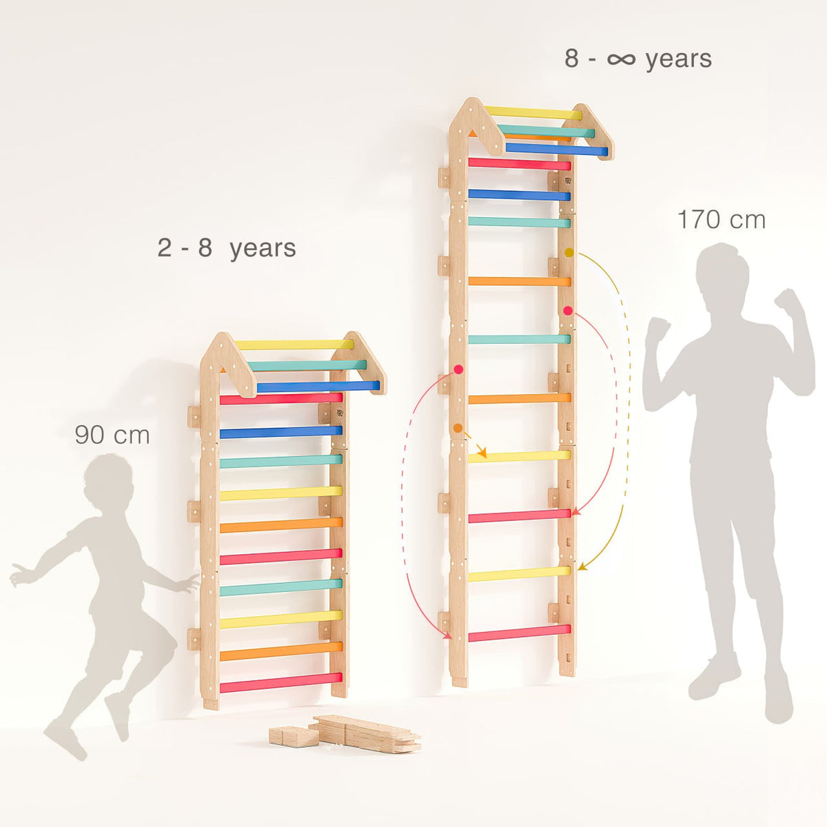 Sprossenwand BusyKids 2-in-1 adjustable climbing wall for children and adults.
