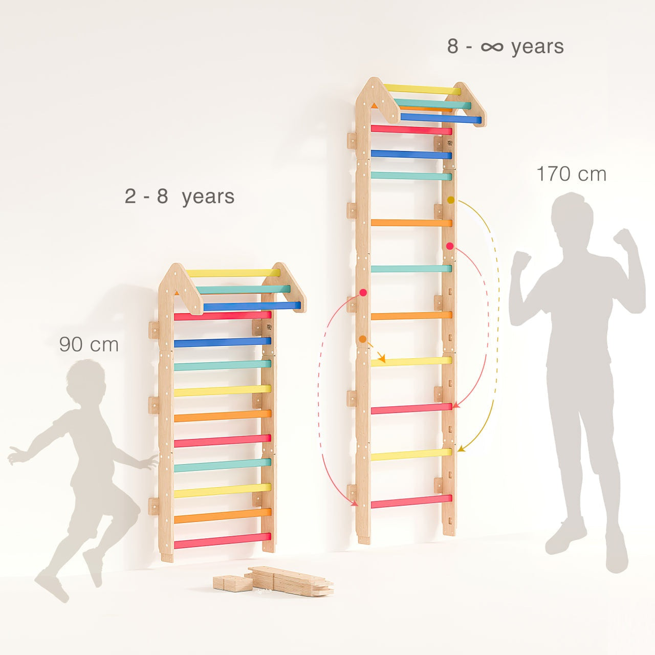 Sprossenwand BusyKids 2-in-1 adjustable climbing wall for children and adults.