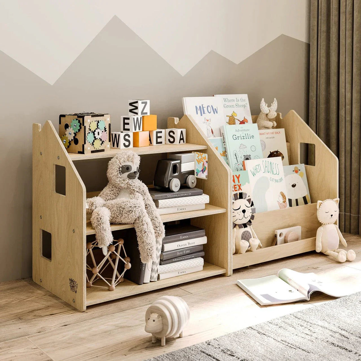 kinder aufbewahrung Bookshelf & Toy Shelf Limited Set BusyKids