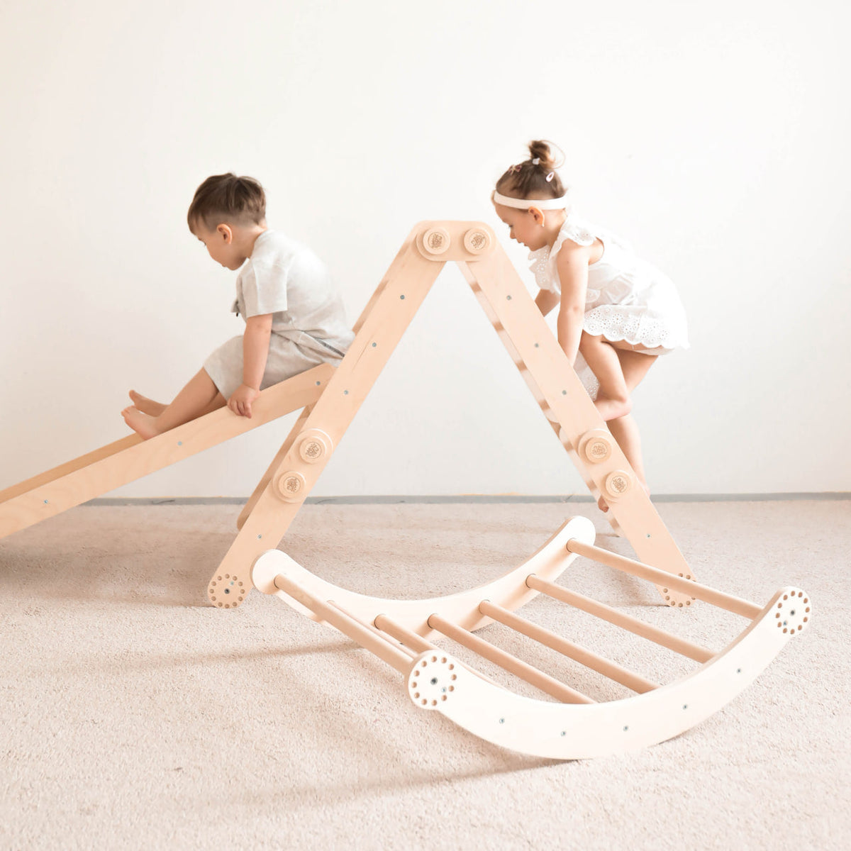 Maxi estrutura de escalada para crianças (conjunto XL com escorrega) Natureza