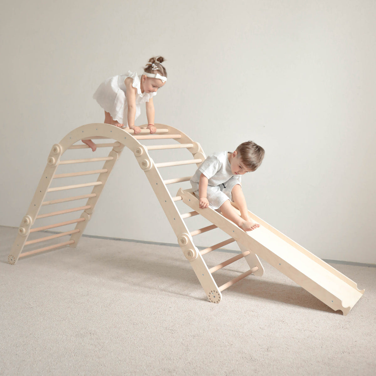 Maxi struttura di arrampicata per bambini (set XL con scivolo) Natura
