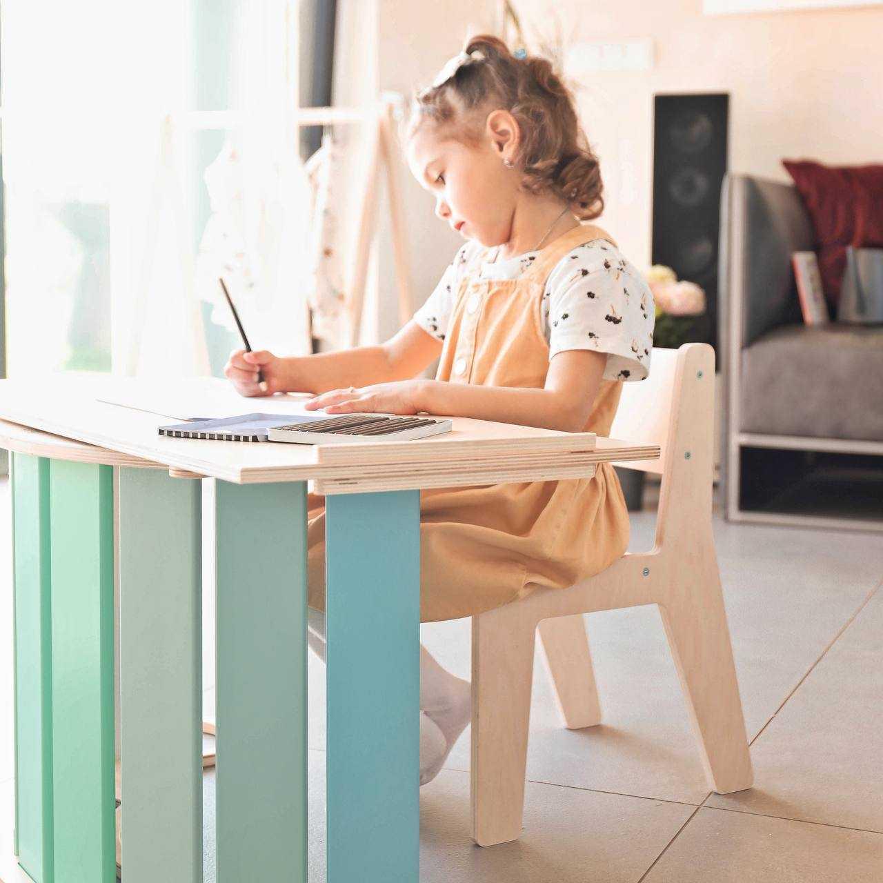 Set - Wippe / doppelseitiges Brett / Stuhl - Minze - Montessori.store