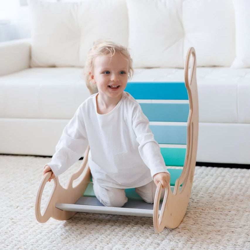 Set - Wippe / doppelseitiges Brett / Stuhl - Minze - Montessori.store